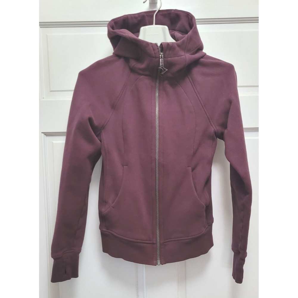 Lululemon Women's Mock Neck Full Zip Scuba Hoodie Sweatshirt - Plum - Size 4